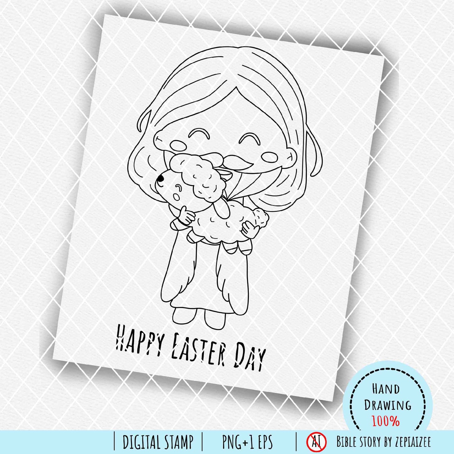 Easter Clipart Outline Coloring or Easter Digital Stamp