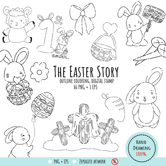 About A Playful Rabbit Easter Coloring Page.