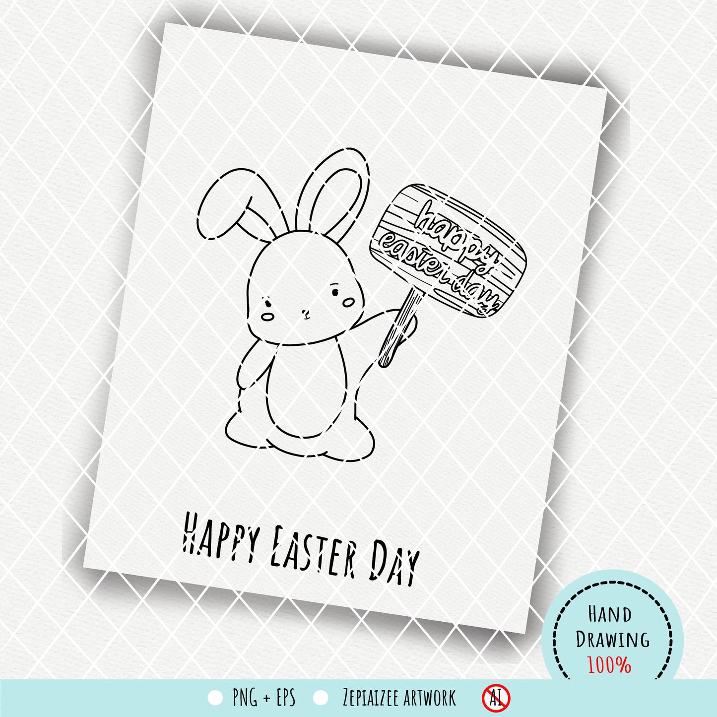 About A Playful Rabbit Easter Coloring Page.