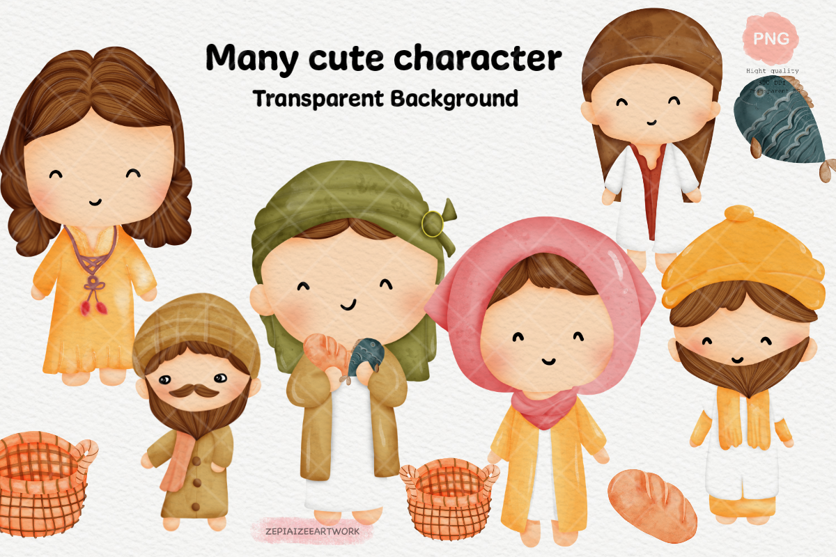 Jesus feeds the 5000 clipart.